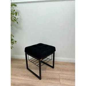 Банкетка Марсей 40-44 с полкой (черный/черный)