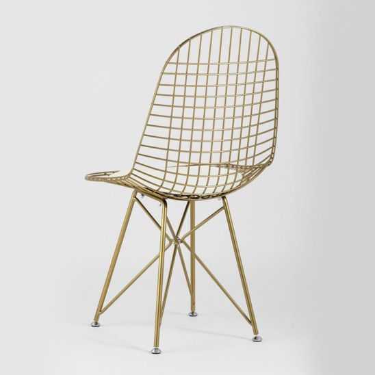 Стул обеденный Eiffel золотой, с белой подушкой