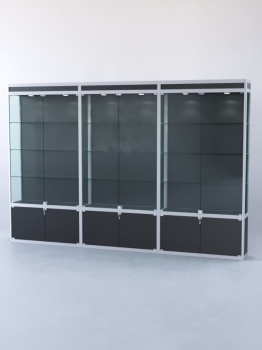 Витрина "ПРЯМОУГОЛЬНАЯ" №1-3м-300-1 (задняя стенка - ДВП), Черный