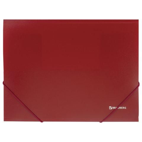 Папка на резинках BRAUBERG, стандарт, красная, до 300 листов, 0,5 мм, 221622