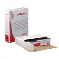 Короб архивный с клапаном А4 (260х325 мм), 75 мм, до 700 листов, плотный, микрогофрокартон, БЕЛЫЙ, ОФИСМАГ, 123017