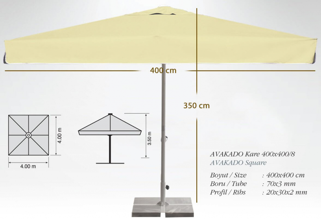 Зонт профессиональный 4х4 м Avocado бежевый