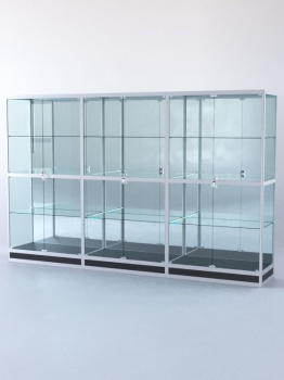 Витрина "ПРЯМОУГОЛЬНАЯ" №4-3м-500-3 (задняя стенка - зеркало), Черный