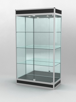 Витрина "ПРОФИЛЬ ПОДИУМ" №1-500-3 (задняя стенка - зеркало), Черный