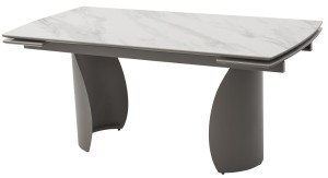 Стол ОЛЬХОН 180 БЕЛЫЙ МРАМОР МАТОВЫЙ , керамика / Черный каркас,