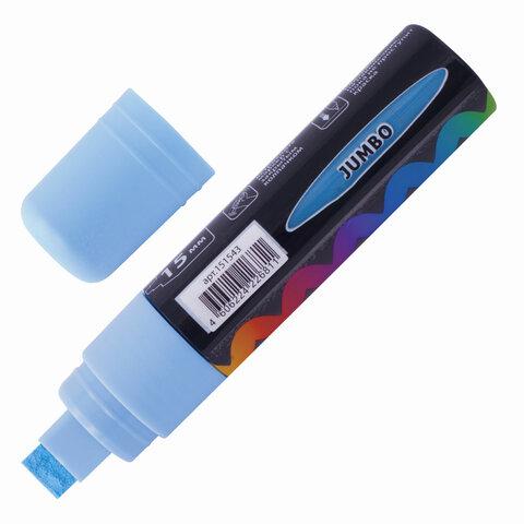 Маркер меловой BRAUBERG "POP-ART", сухостираемый, для гладких поверхностей, 15мм, ГОЛУБОЙ, 151543