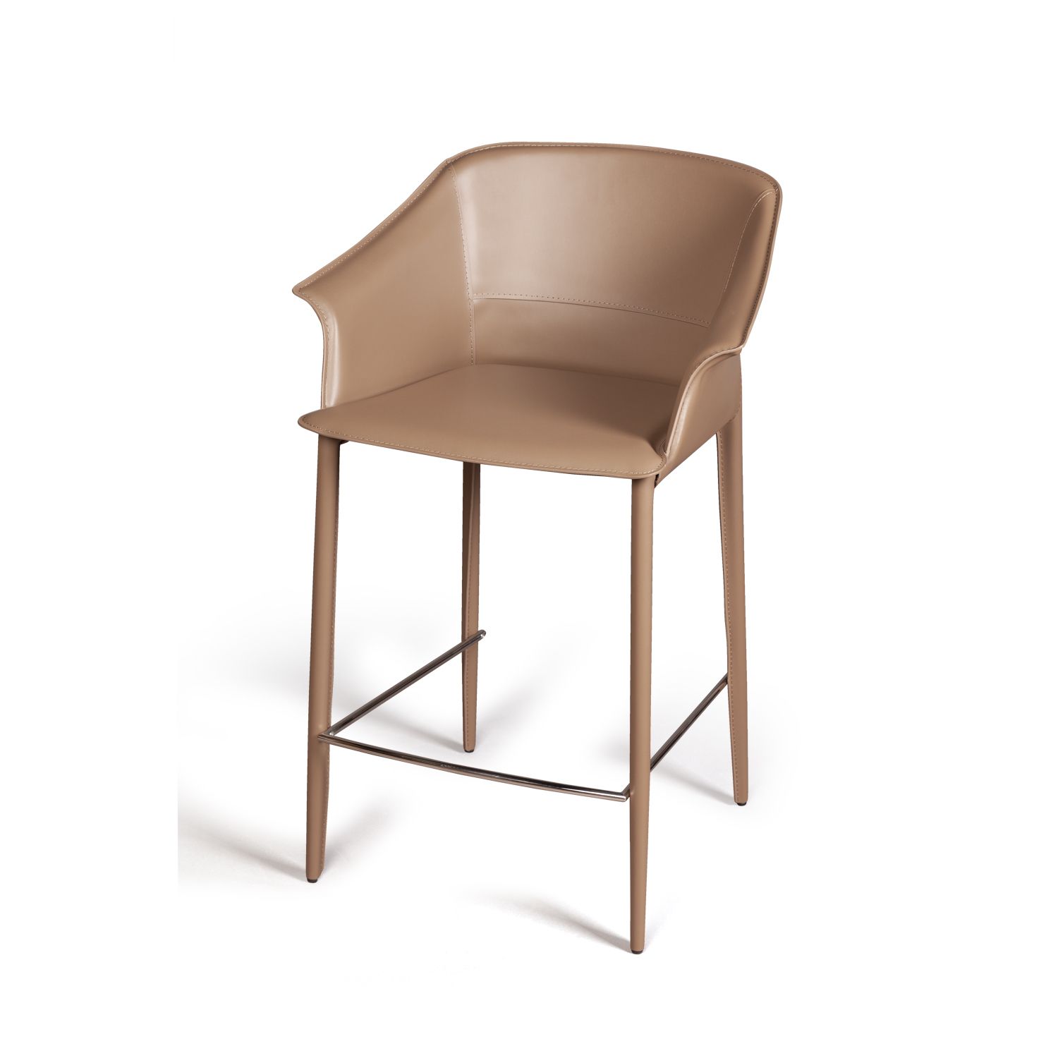 Стул полубарный Джио, кожа хаки-тауп