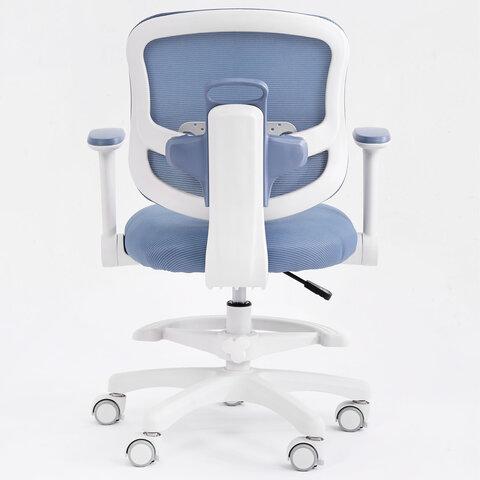 Кресло детское с подставкой для ног BRABIX KIDS "MG-215", сетка/ткань TW, голубое, 533312