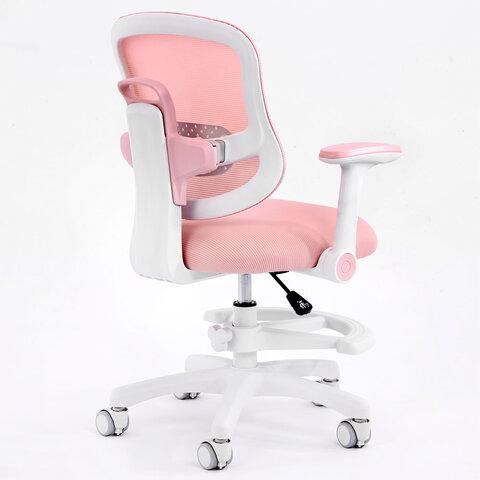 Кресло детское с подставкой для ног BRABIX KIDS "MG-215", сетка/ткань TW, розовое, 533311