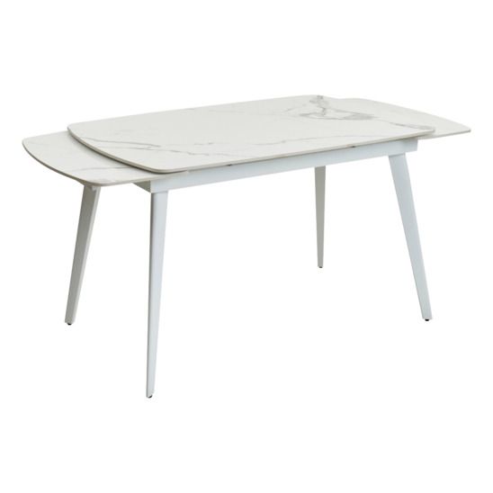 Стол Eliot 120 глянец, STATUARIO WHITE SINTERED STONE / WHITE