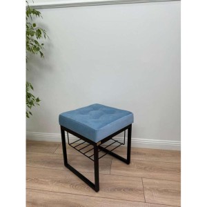 Банкетка Марсей 40-44 с полкой (голубой/черный)