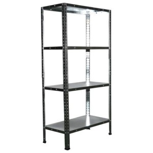 Стеллаж металлический BOOMHOUSE (БУМХАУС) 1200x600x300 мм, 4 полки, нагрузка на стеллаж до 120 кг, серебристый, 291417