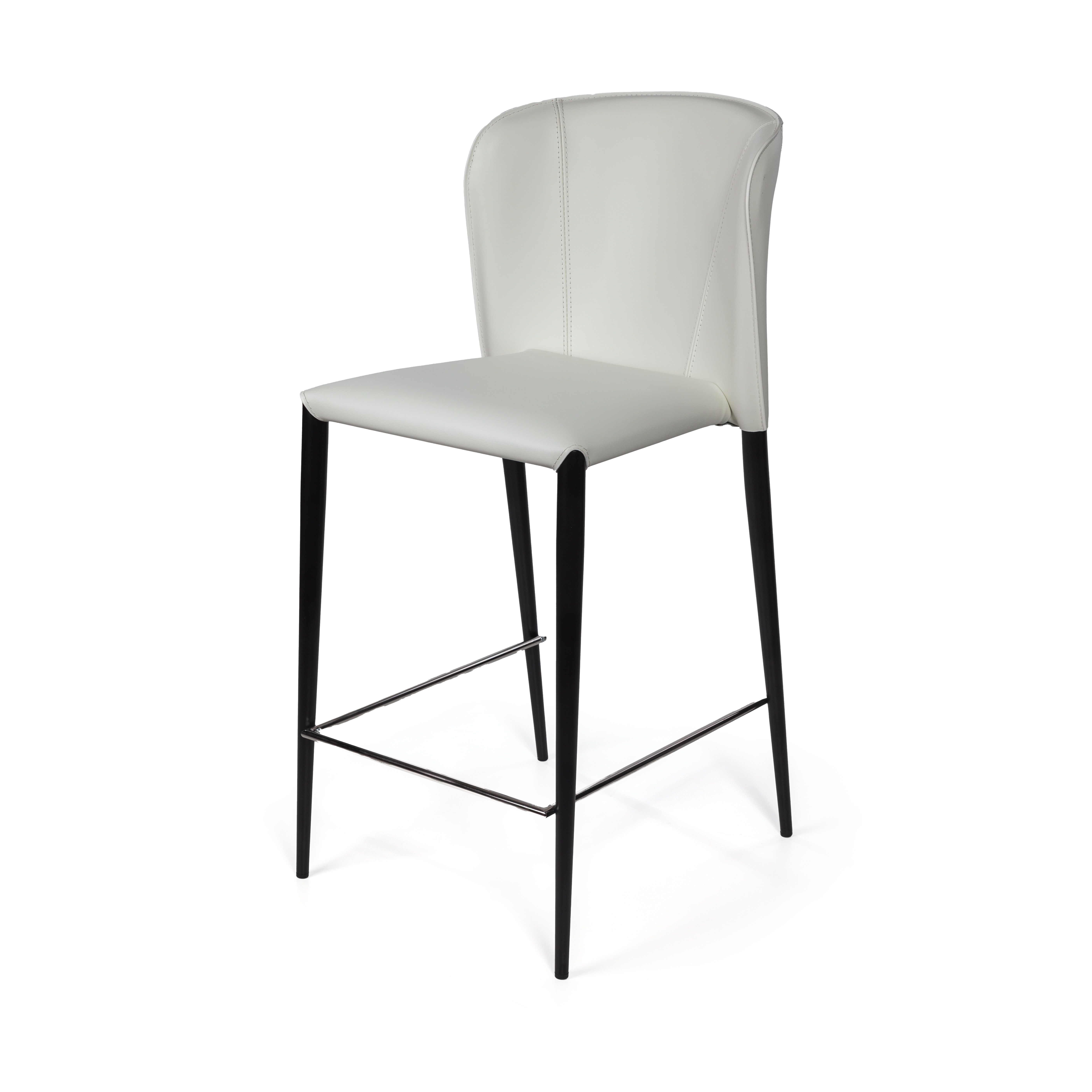 Стул полубарный Альберт, кожа белый