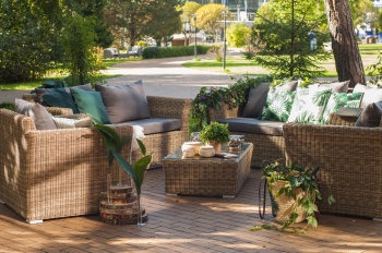 "Капучино Дабл" лаунж-зона из искусственного ротанга, цвет соломенныйцвет соломенный