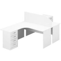 Стол угловой Силиври с тумбой и экраном, белый