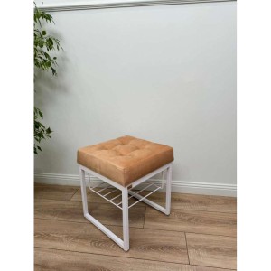 Банкетка Марсей 40-44 с полкой (персиковый/белый)