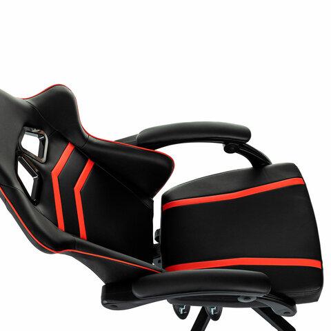 Кресло компьютерное BRABIX "Shooter GM-123", 2 подушки, экокожа, черное/красное, 533190