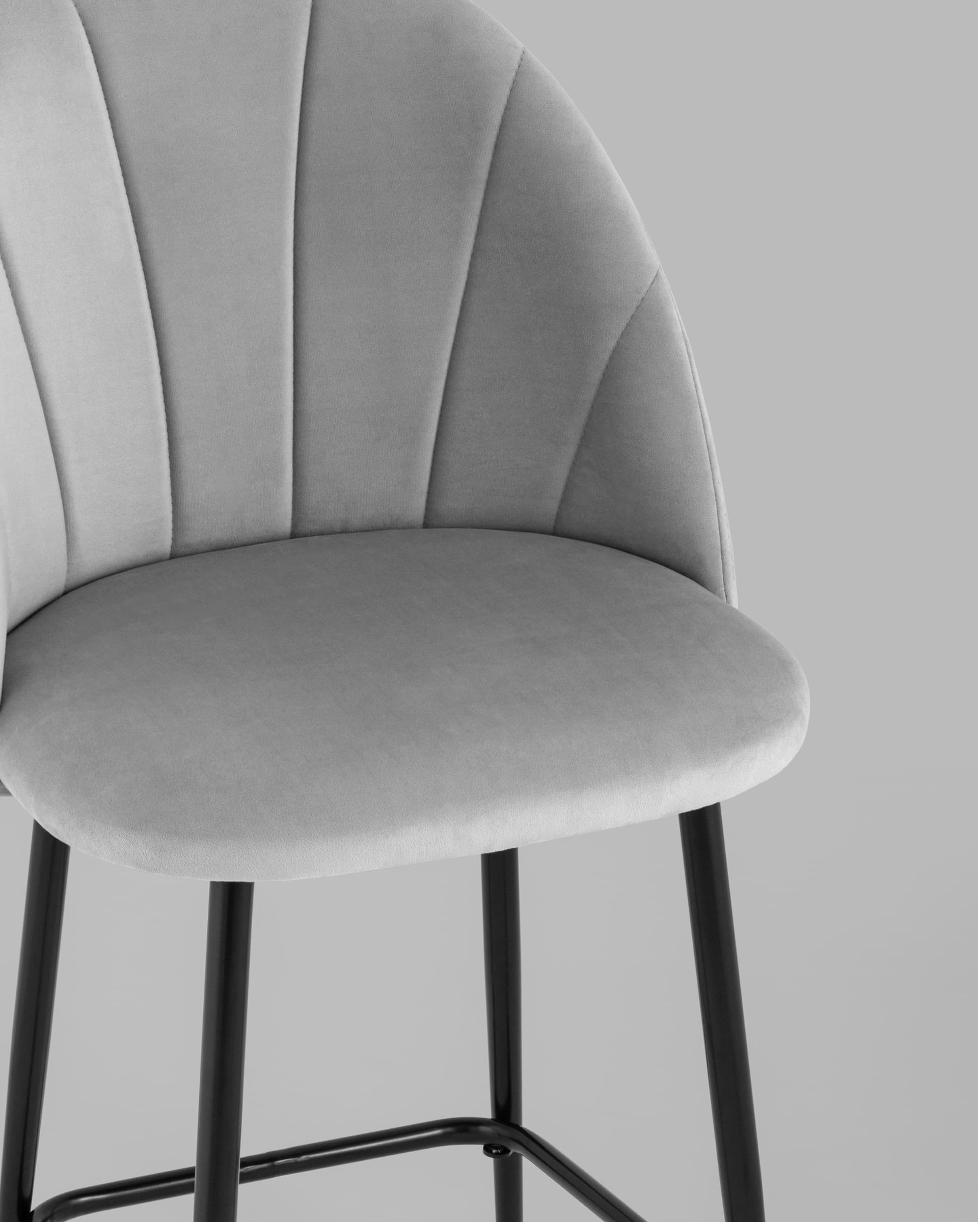 Стул полубарный Логан велюр светло-серый