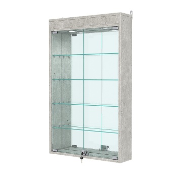 Витрина настенная №2-4А с зеркалом и с подсветкой, Метрополитан Грей