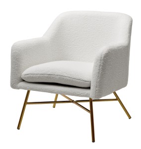 Кресло ШИП (SHEEP) цвет NINI-01 Белый, teddy / золотой каркас