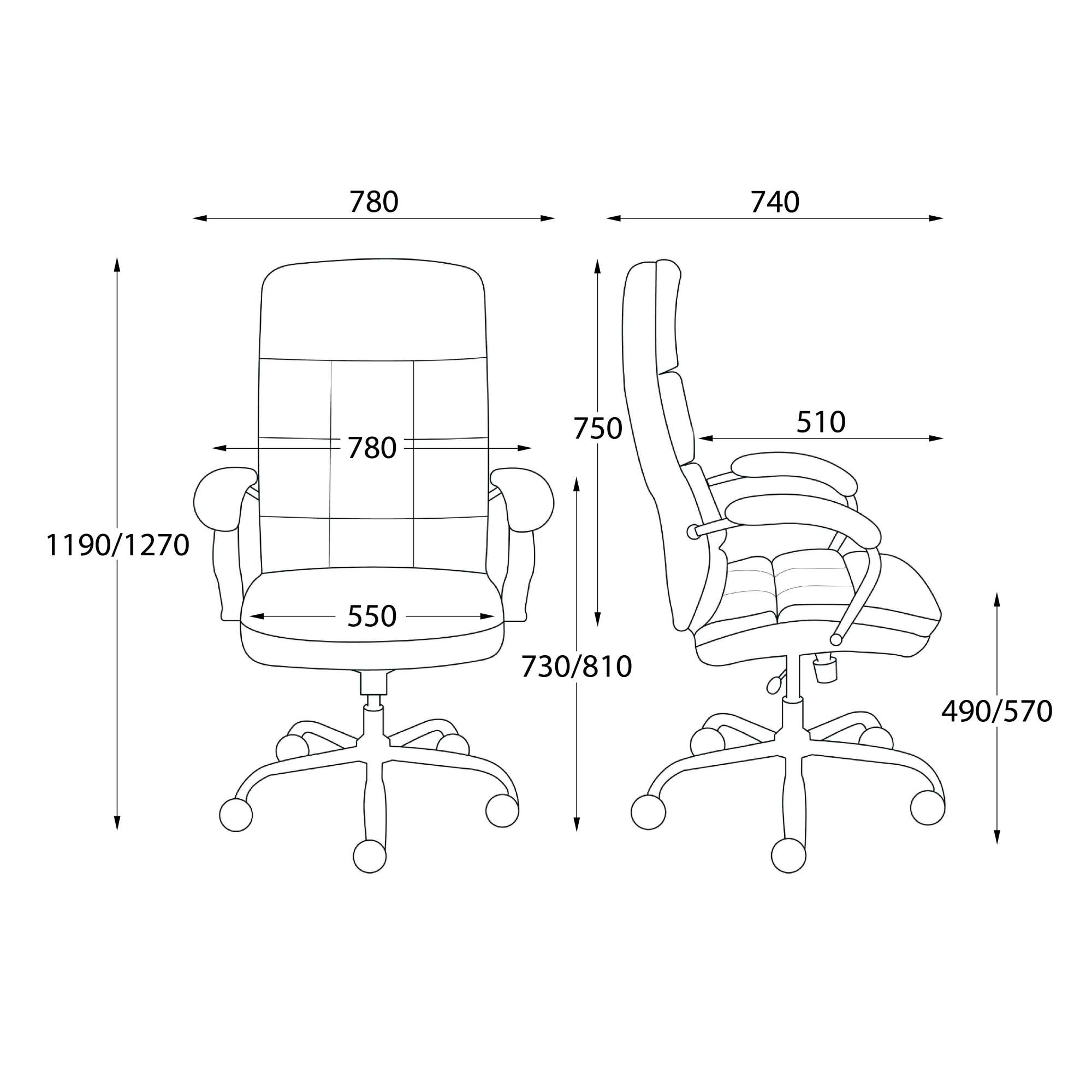 Кресло поворотное August, темно-коричневый, экокожа