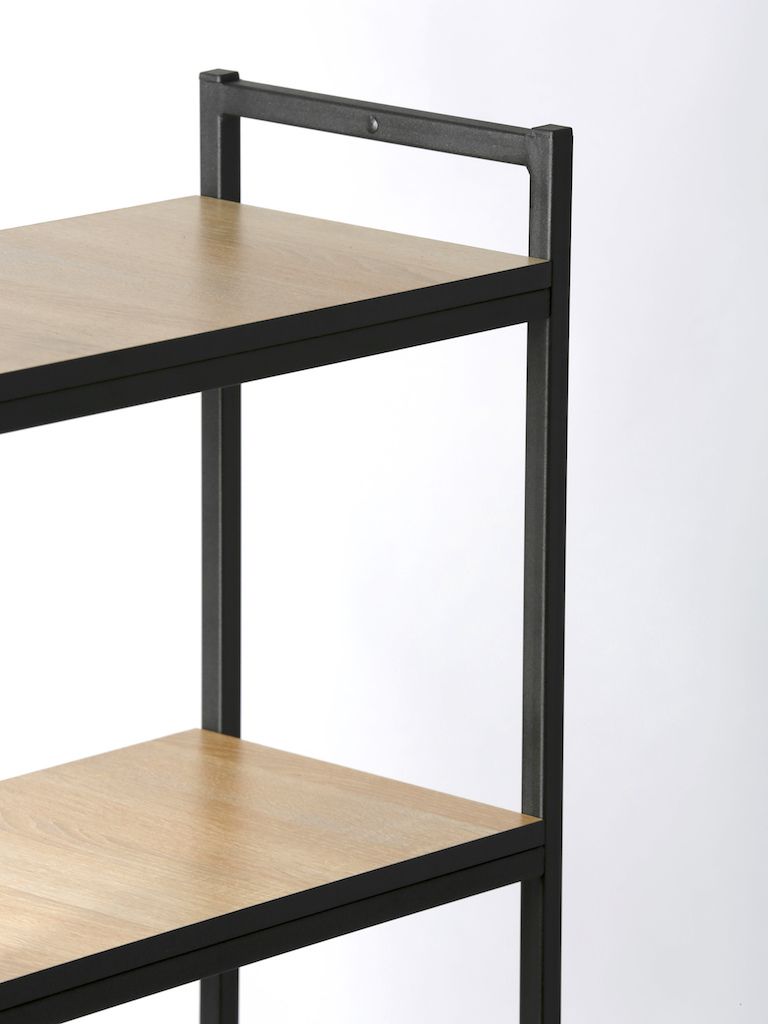 Стеллаж лофт ПД-1712Ч с полками ЛДСП цвета дуб