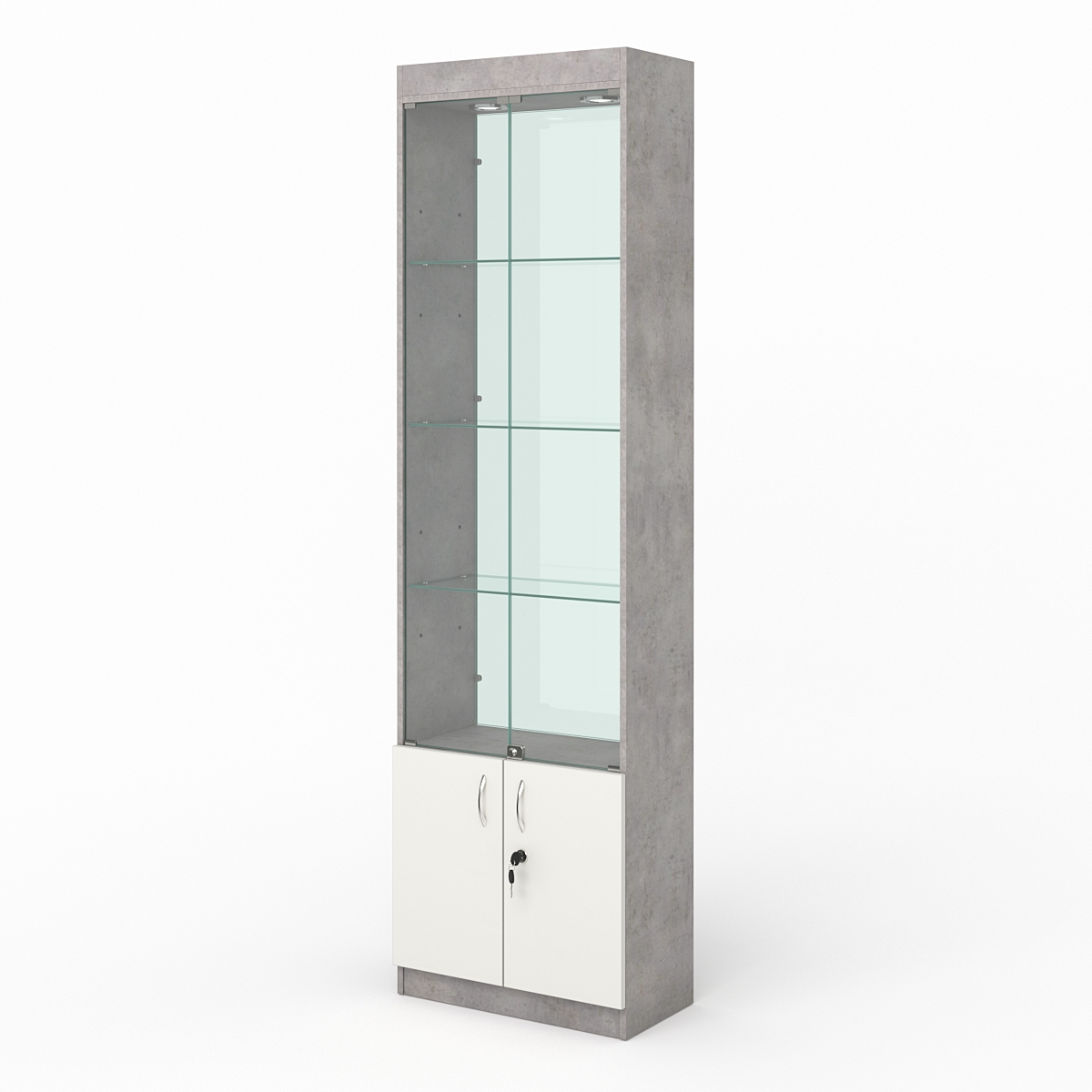 Витрина №300-2-600 (с дверками, задняя стенка - стекло)