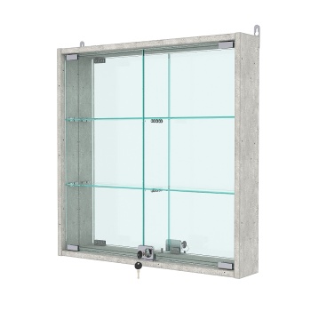 Витрина настенная №1-2АУ с зеркалом, Метрополитан Грей