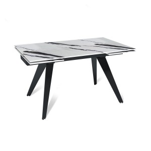 Стол раскладной Рейн (140+40+40), керамика Панда глянцевая