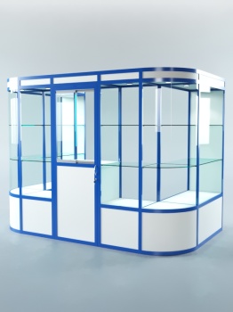 Павильон торговый из профиля пристенный №4а, Белый + Делфт голубой U525 ST9