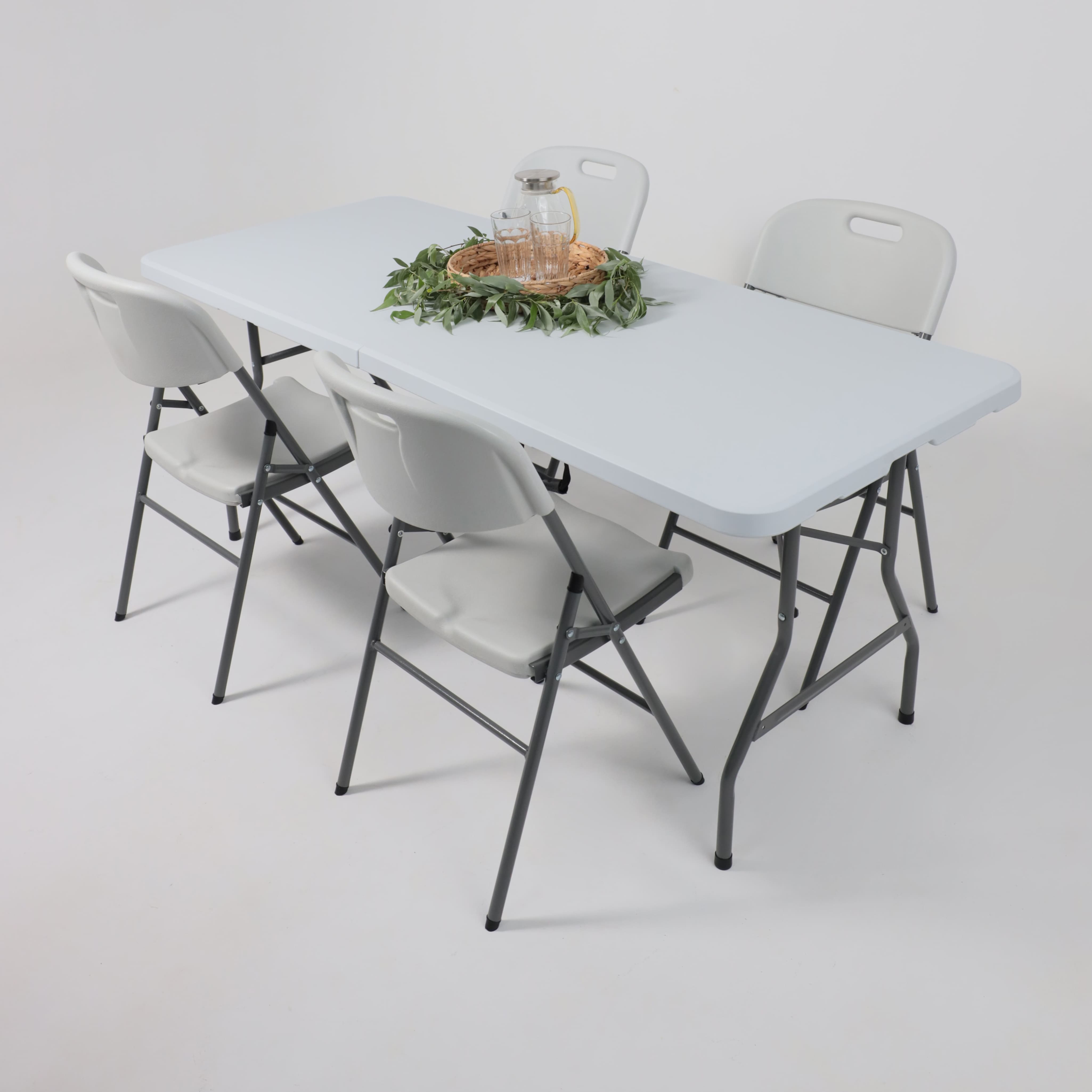 Стол садовый складной, белый, hdpe-пластик, длина 180 см