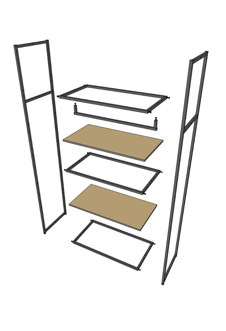 Стеллаж для одежды A2290-07-ЧБ 220х90х45