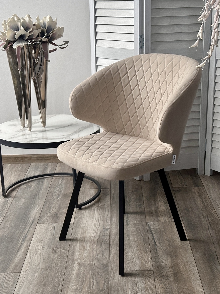 Стул ХИЛТОН 360 град., цвет B03 Бежевый, велюр / черный каркас