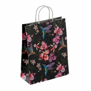 Крафт пакет бумажный Колибри 22х12х25см с кручеными ручками, плотность 100 гр/м2, бел, 115328