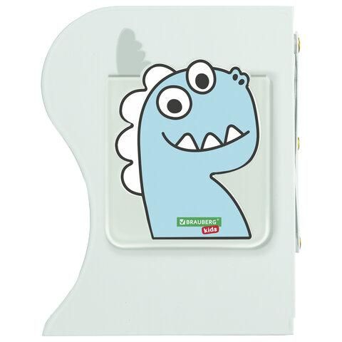 Подставка-держатель для книг и учебников BRAUBERG KIDS "Dino", с органайзером, раздвижная, металлическая, 238067