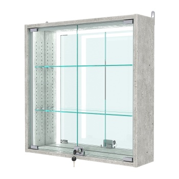 Витрина настенная с регулировочными полками №1-2А-РЕГ-П с зеркалом, Метрополитан Грей