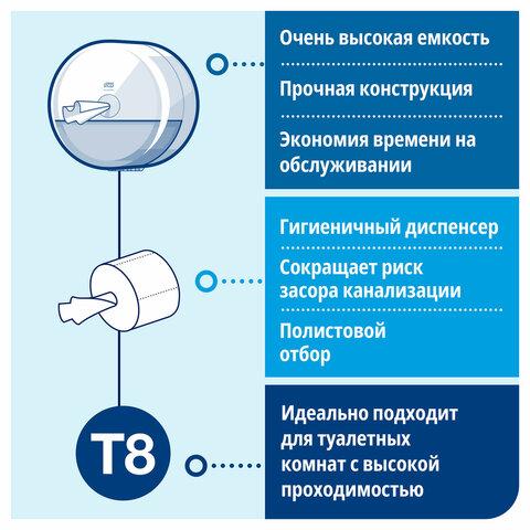 Бумага туалетная 207м, TORK (Система T8) SmartOne, КОМПЛЕКТ 8шт, Advanced, 2-сл, 4722, 472272