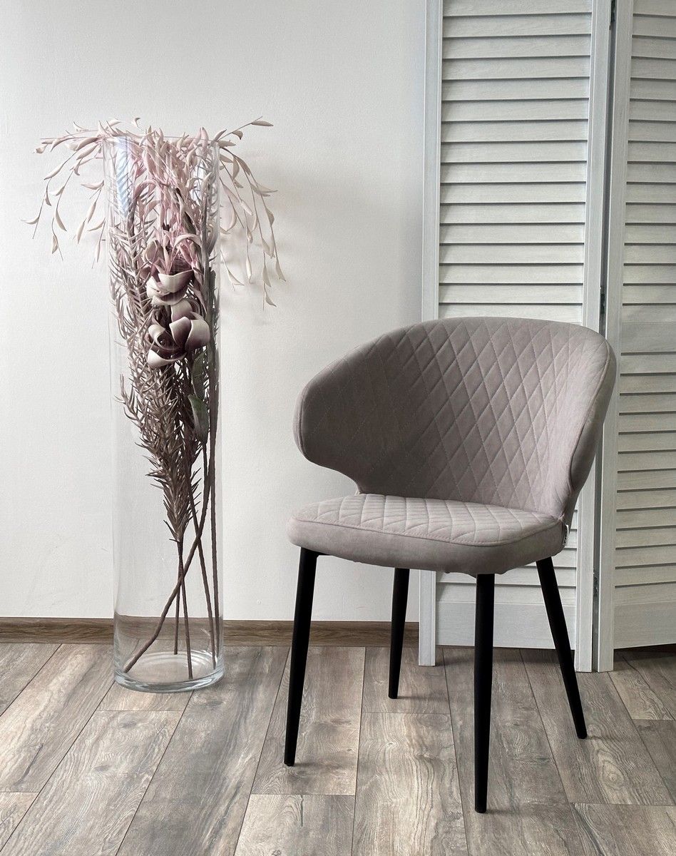 Стул ХИЛТОН, цвет B22 Серый, велюр / черный каркас