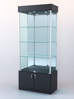 Витрина "ЛЮКС" №6 с подсветкой (задняя стенка - зеркало), Черный