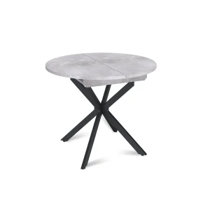 Стол круглый раздвижной Твист (90+30) цемент светлый / опоры черные