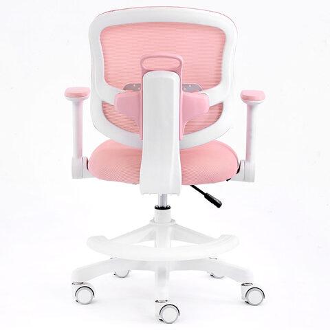 Кресло детское с подставкой для ног BRABIX KIDS "MG-215", сетка/ткань TW, розовое, 533311