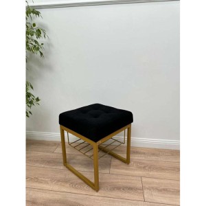Банкетка Марсей 40-44 с полкой (черный/золото)