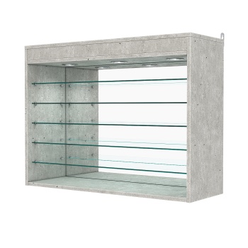 Витрина настенная №3-8ГГ с зеркалом и с подсветкой, Метрополитан Грей