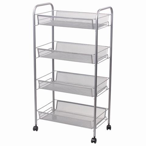 Этажерка (тележка) BRABIX офисно-бытовая 4 яруса, на колесах, металл, серебристая, 43,5х26х83,5 см, 603754 цена 2 612 ₽ Этажерка (тележка) BRABIX офисно-бытовая 4 яруса, на колесах, металл, серебристая, 43,5х26х83,5 см, 603754
