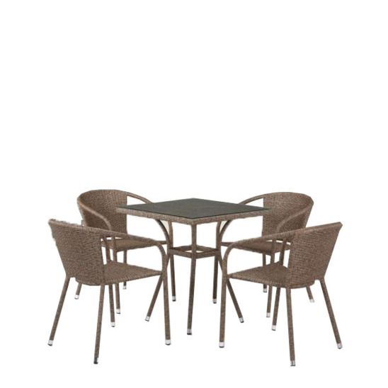 Комплект мебели Альме, Light brown, 4 стула, квадратная столешница цена 48 173.50 ₽ Комплект мебели Альме, Light brown, 4 стула, квадратная столешница