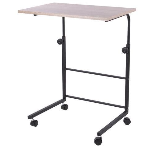 Стол BRABIX "Smart CD-013", 600х420х745-860 мм, ЛОФТ, регулируемый, колеса, металл/ЛДСП дуб, каркас черный, 641882