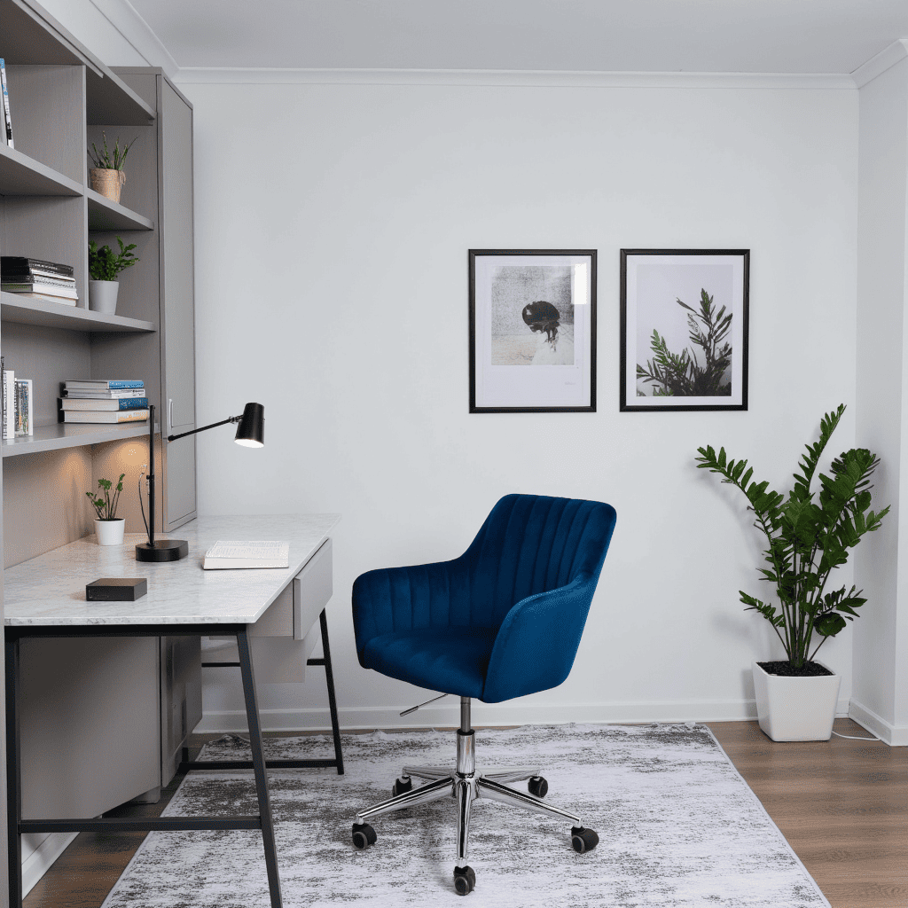 Кресло поворотное Sark, синий, велюр