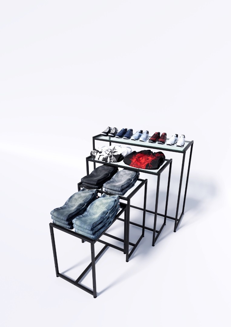 Стол TEVOLO демонстрационный черный-дуб сонома В75Ш60Г45