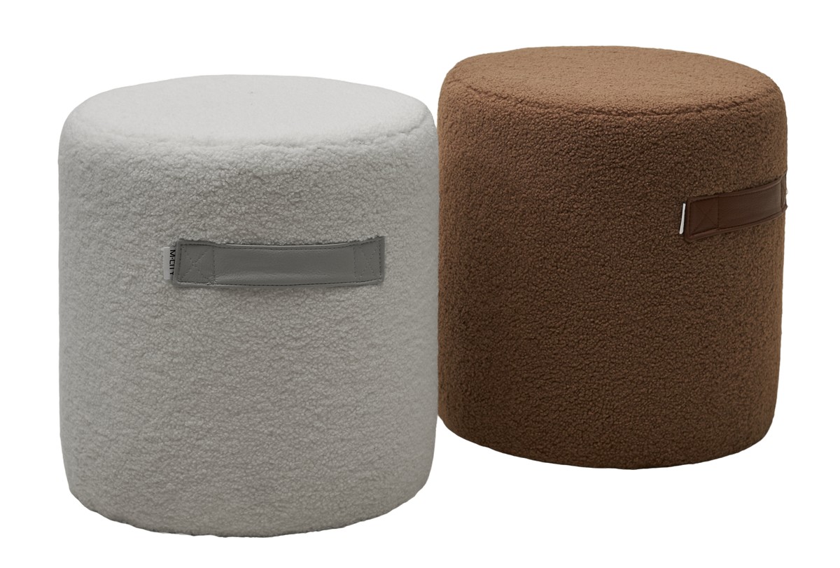 Пуф для гостиной HARTA NINI-02 Тауп, teddy  / TKS-03 темно-коричневый, экокожа