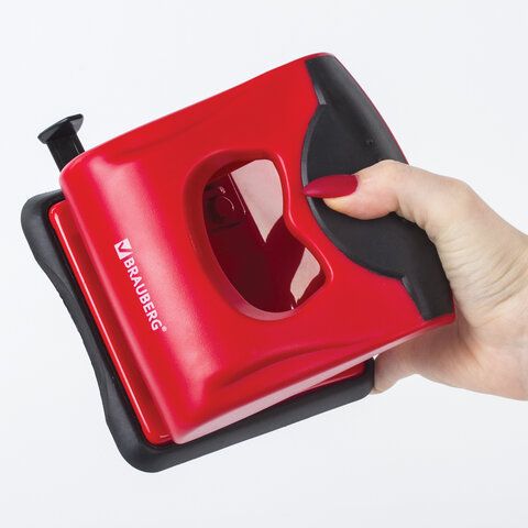 Дырокол BRAUBERG "Ergo Line", до 30 листов, красно-черный, 22хххх